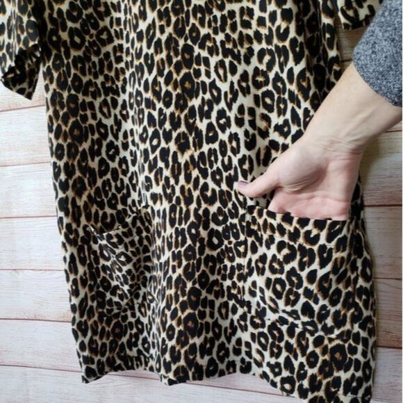 Equipment Aubrey Leopard Spotted 100% Silk 3/4 Sleeve Shift Dress Women's Small - Picture 9 of 14